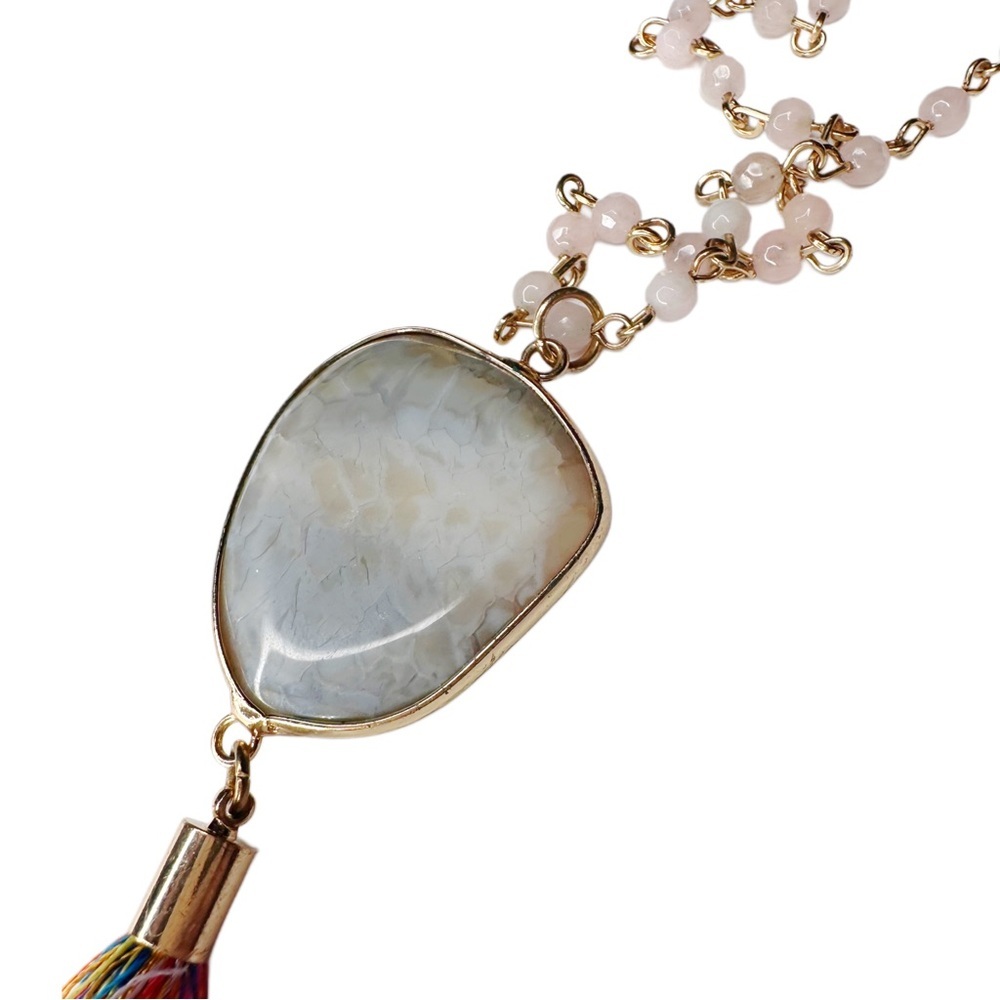 5/$25 😻 Premier Designs Natural Stone and Tassel Pendant Necklace - Picture 5 of 7